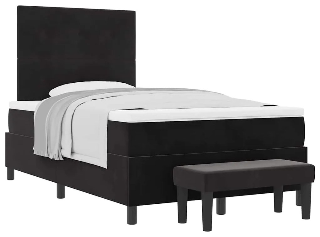 vidaXL Κρεβάτι με ελατήρια με στρώμα Μαύρο 120 x 200 cm Βελούδο