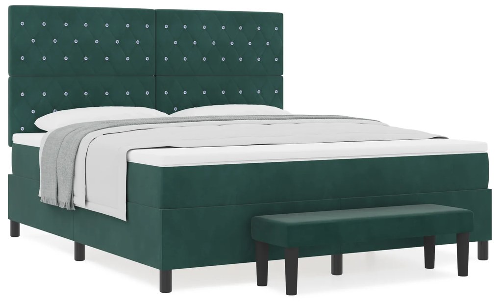 vidaXL Κρεβάτι με ελατήρια Σκούρο πράσινο 180 x 200 cm Βελούδο