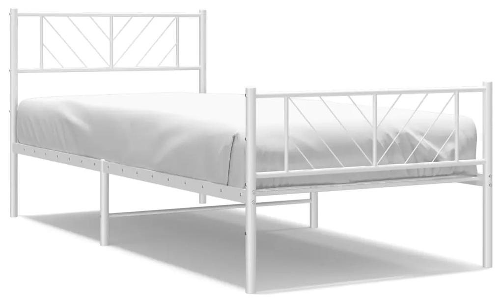 vidaXL Πλαίσιο Κρεβατιού με Κεφαλάρι/Ποδαρικό Λευκό 90x190 εκ. Μέταλλο
