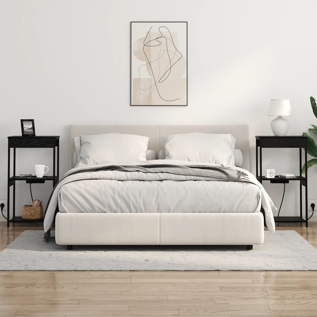 vidaXL Κομοδίνο με ράφι Μαύρη Οξυά 41 x 31 x 76 εκ. Επεξεργασμένο ξύλο