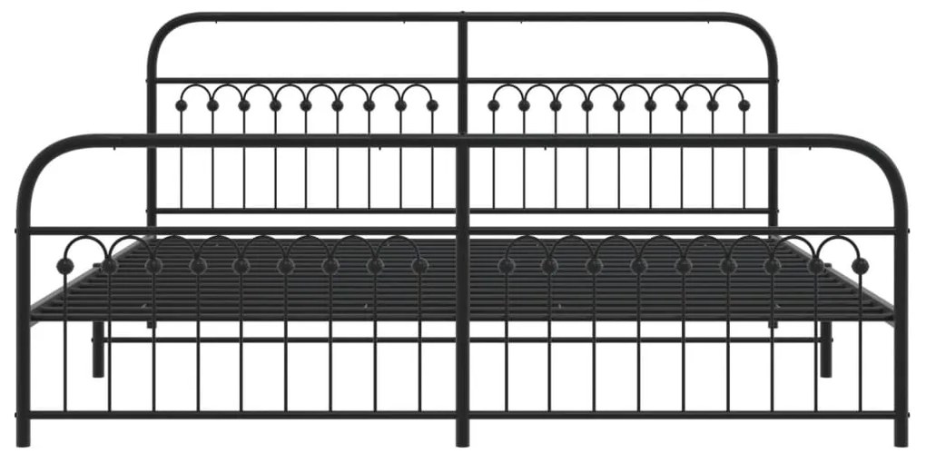 vidaXL Πλαίσιο Κρεβατιού με Κεφαλάρι&Ποδαρικό Μαύρο 193x20 εκ. Μέταλλο