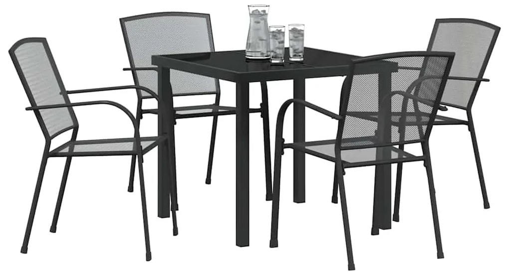 vidaXL Σέτ φαγητού για κήπο 5 pcs Ανθρακί Χάλυβας με επίστρωση πούδρας