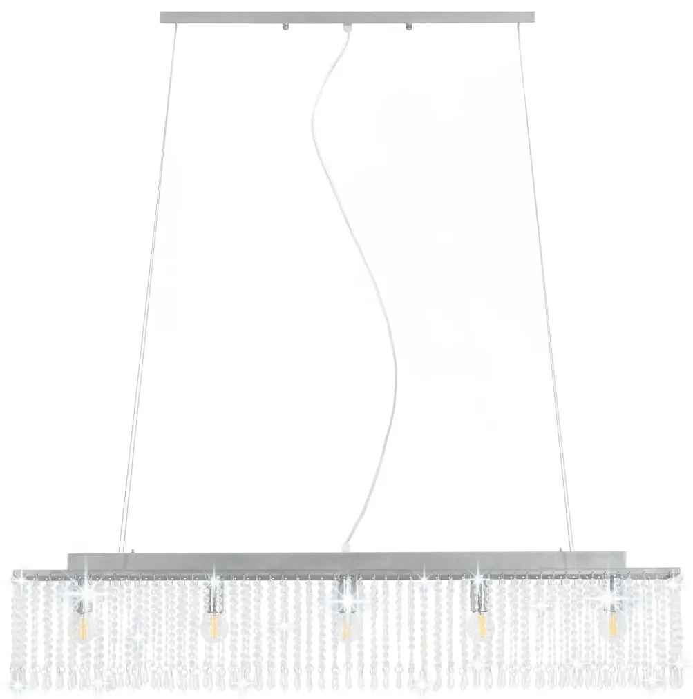 vidaXL Φωτιστικό Οροφής Ασημί με Κρυστάλλινες Χάντρες 104 εκ. Ε14