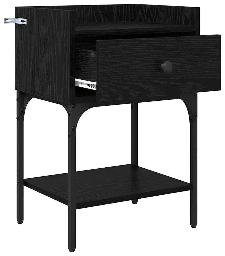 vidaXL Κομοδίνο 2 pcs Μαύρη Οξυά 40 x 29 x 60 εκ Επεξεργασμένο ξύλο