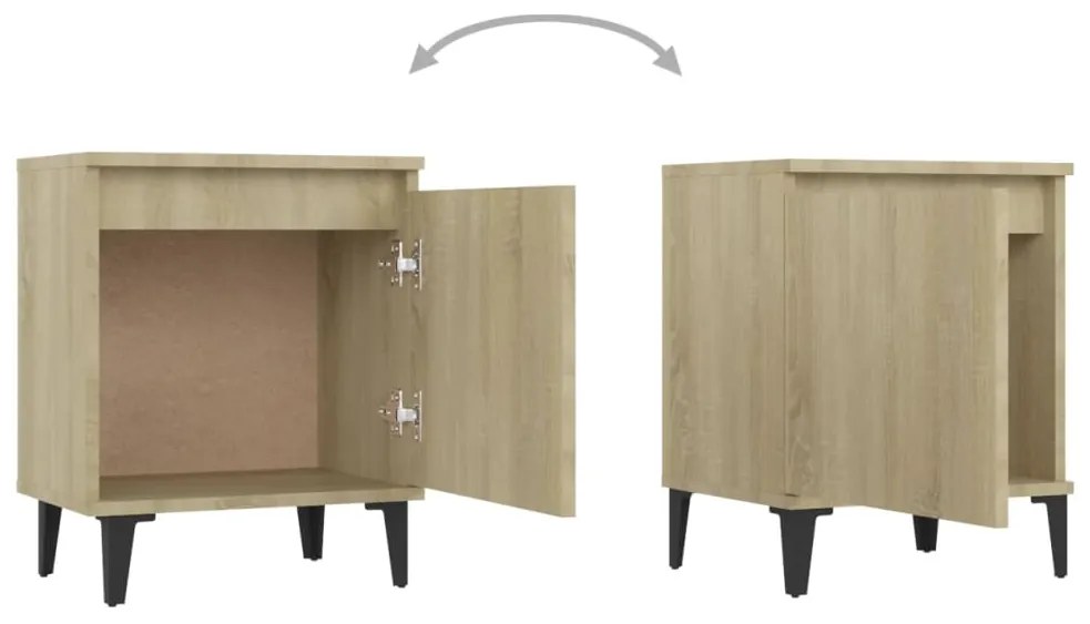 vidaXL Κομοδίνο Sonoma Δρυς 40 x 30 x 50 εκ. με Μεταλλικά Πόδια