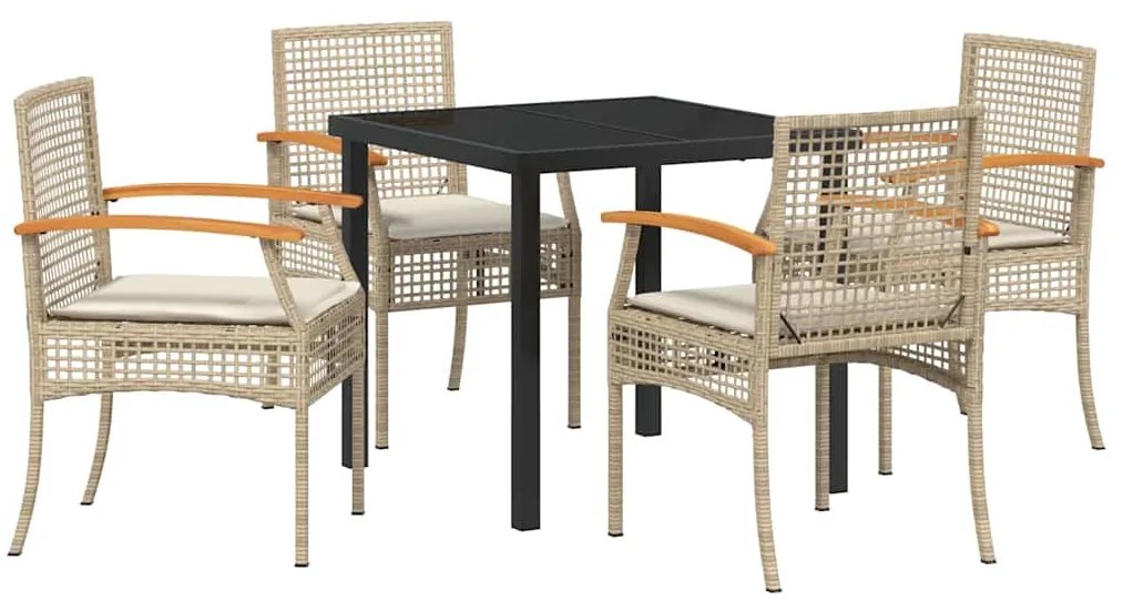vidaXL Σέτ φαγητού για κήπο 5 pcs Μπεζ συνθετικό ρατάν