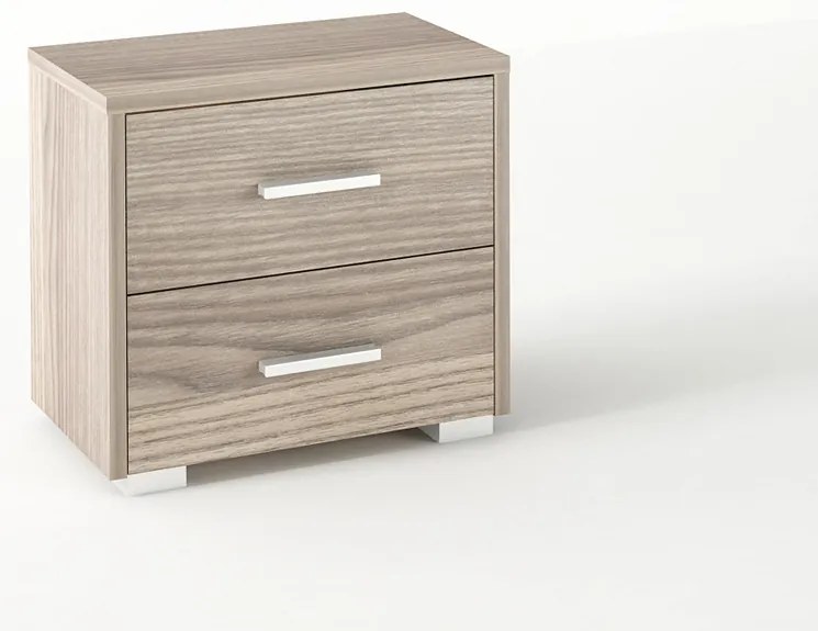 Κομοδίνο με 2 συρτάρια σε χρώμα σταχτί 50x34x48