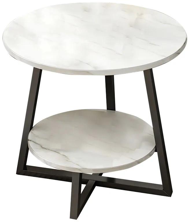 Τραπέζι σαλονιού Rota MDF λευκό μαρμάρου-μαύρο Φ60x60cm Model: 072-000062