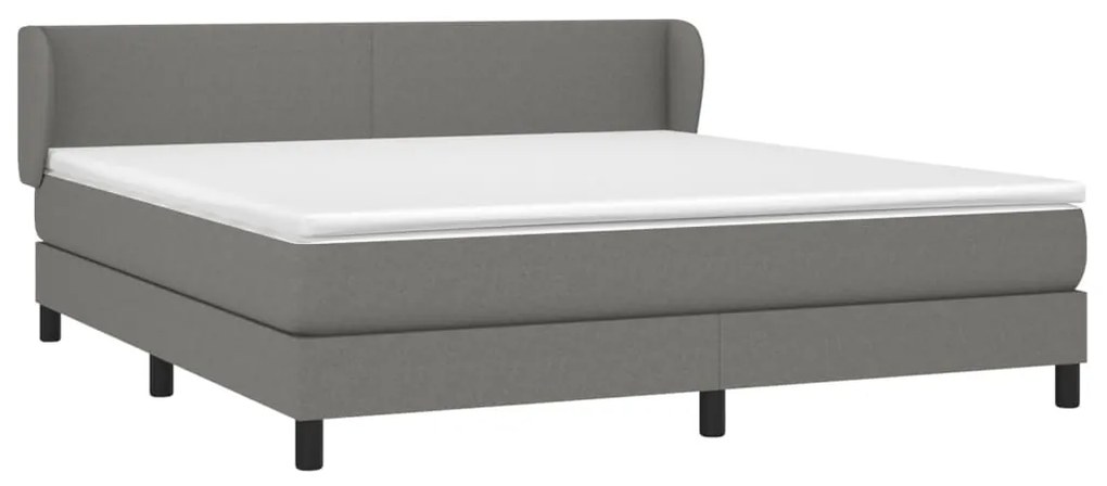 Κρεβάτι Boxspring με Στρώμα Σκούρο Γκρι 180x200 εκ Υφασμάτιν - Γκρι