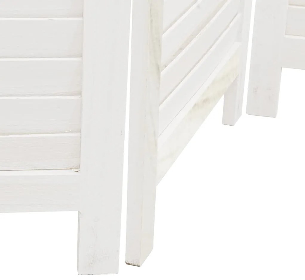 vidaXL Διαχωριστικό Χώρου με 5 Πάνελ Λευκό από Μασίφ Ξύλο Παυλώνιας