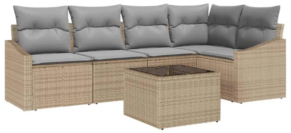 vidaXL Σετ Καναπέ Κήπου 6 pcs Μπεζ Πολυ ράταν