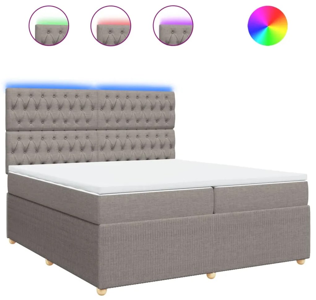 vidaXL Κρεβάτι Boxspring με Στρώμα Taupe 200x200 εκ. Υφασμάτινο