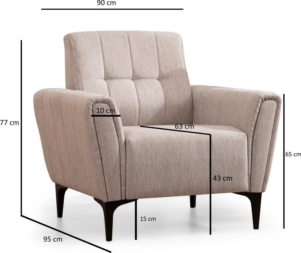 Πολυθρόνα Μπεζ 90x95x77cm HAMLET