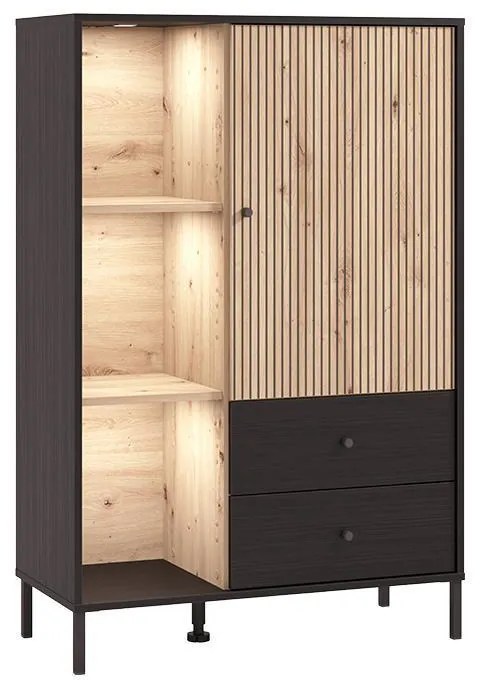 Βιτρίνα Correze 2K2F POP Μαύρος Δρύς - Artisan Oak 87x40x131 εκ. 87x40x131 εκ.