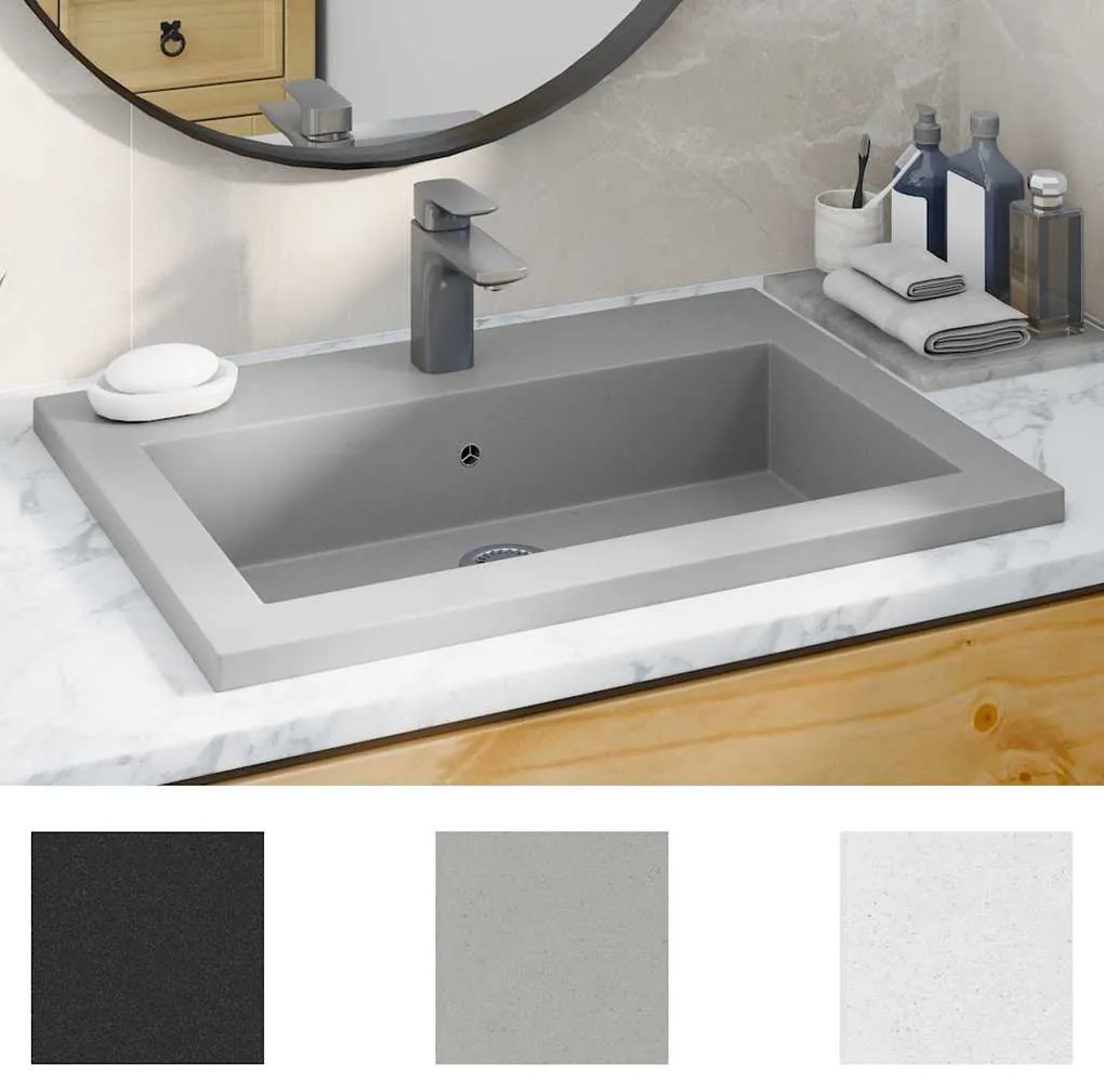 vidaXL Νιπτήρας Γκρι 600 x 450 x 120 χιλ. Γρανιτένιος