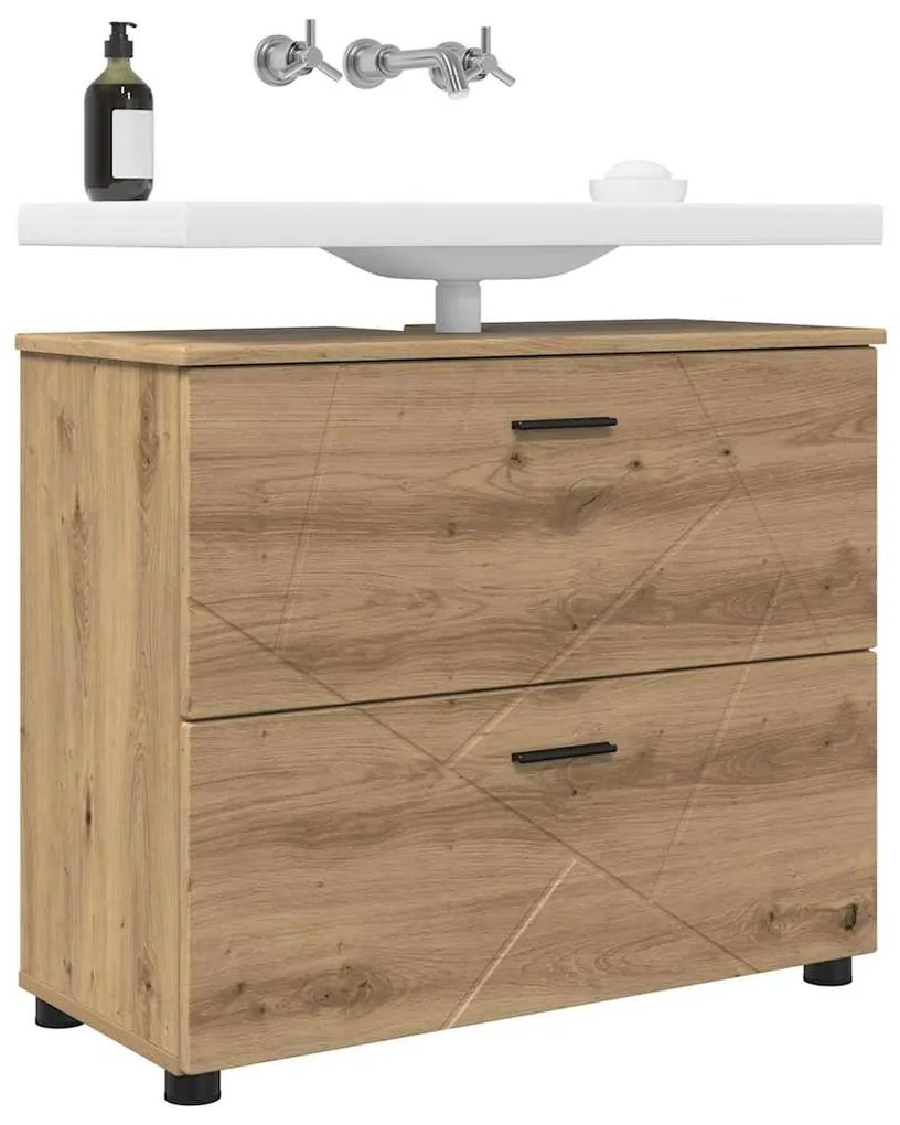 vidaXL Ντουλάπι Μπάνιου με συρτάρι artisan δρυς 76,5 x 35 x 64 εκ