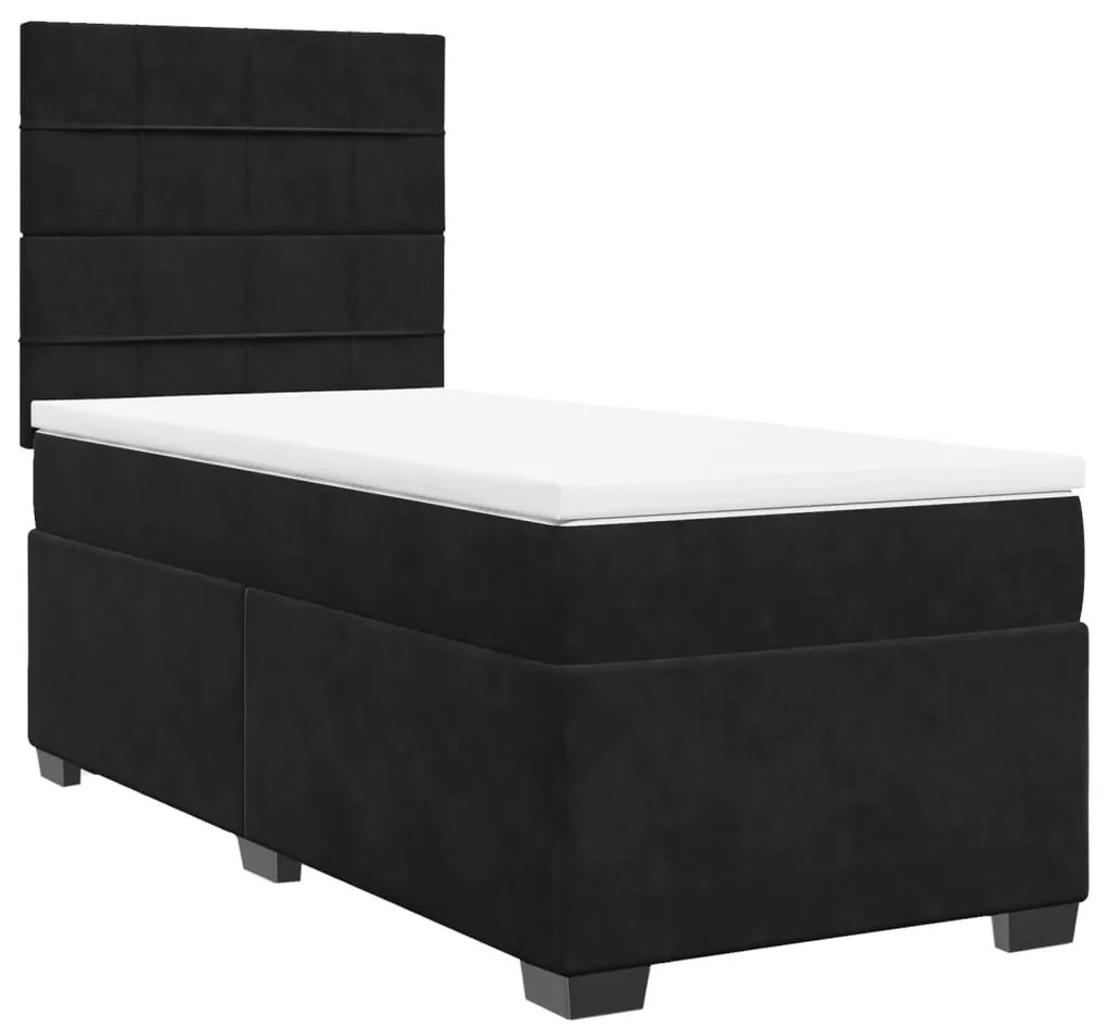 vidaXL Κρεβάτι Boxspring με Στρώμα Μαύρο 90x190 εκ. Βελούδινο