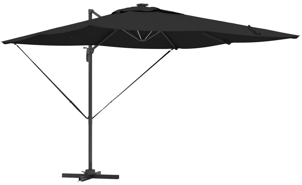 vidaXL Ομπρέλα με Βραχίονα Roma με LED Μαύρη 286x285x270 cm Αλουμίνιο