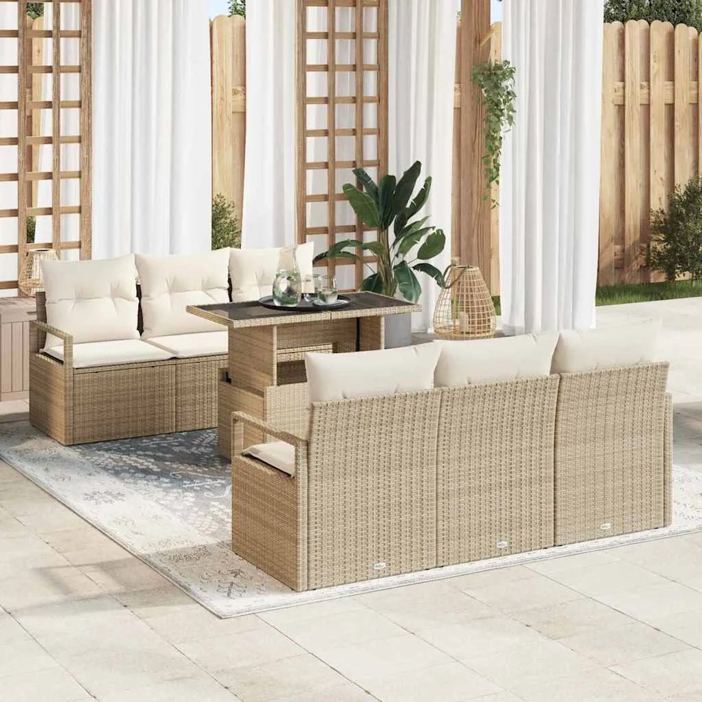 vidaXL Σετ Καναπέ Κήπου 7 pcs μπεζ και κρεμ 100 x 55 x 73 εκ