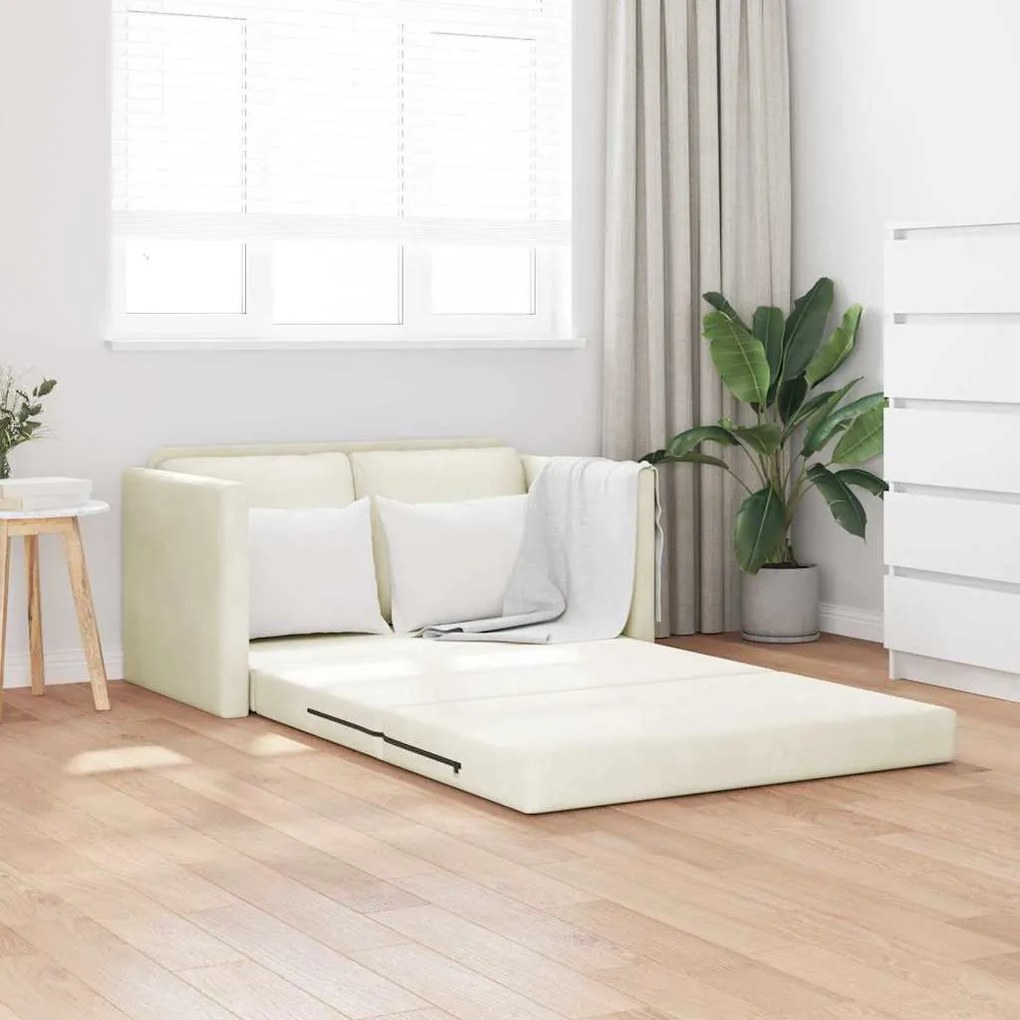 vidaXL Καναπές-κρεβάτι με μαξιλάρι Κρεμ 122 x 70 x 60 εκ Βελούδο