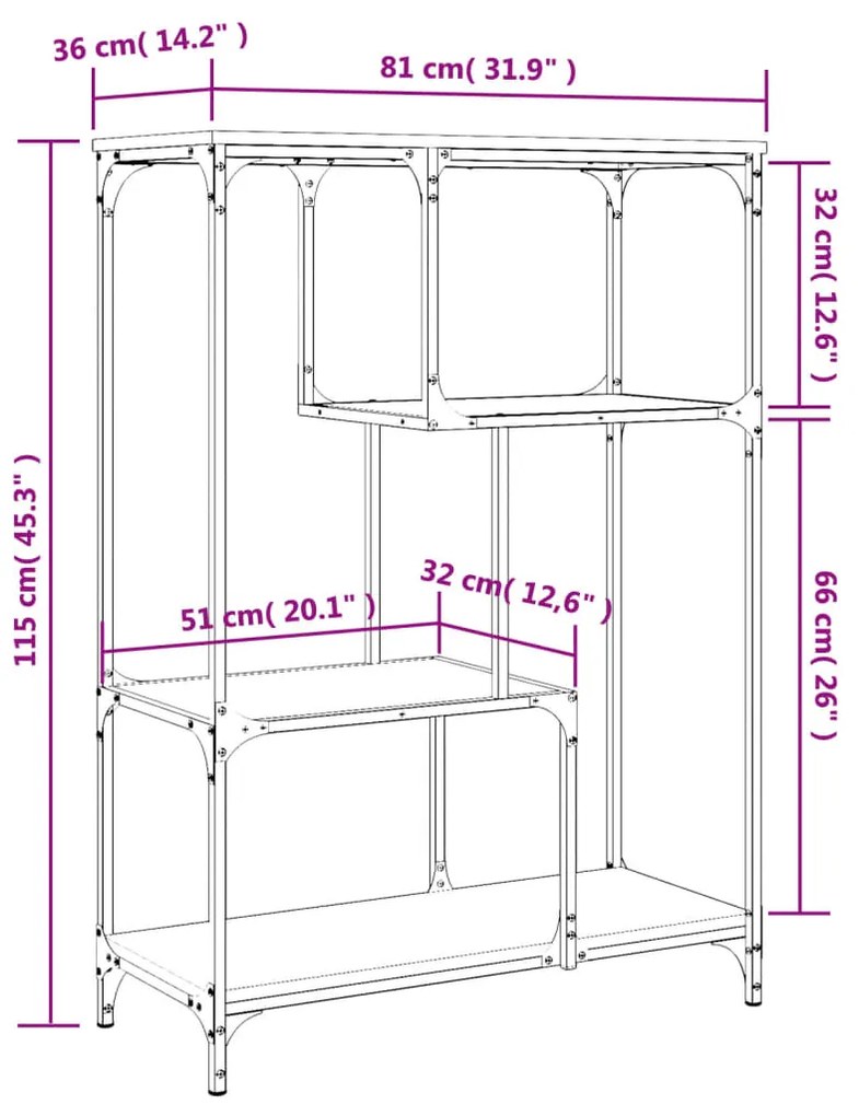 ΒΙΒΛΙΟΘΗΚΗ SONOMA ΔΡΥΣ 81 X 36 X 115 ΕΚ. ΕΠΕΞΕΡΓ. ΞΥΛΟ / ΑΤΣΑΛΙ 835405