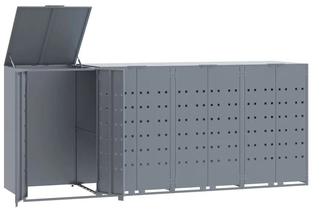 vidaXL Πλαίσιο Κάδων Απορριμμάτων 4 Κάδοι Γκρι 276x79x117 εκ. Ατσάλι