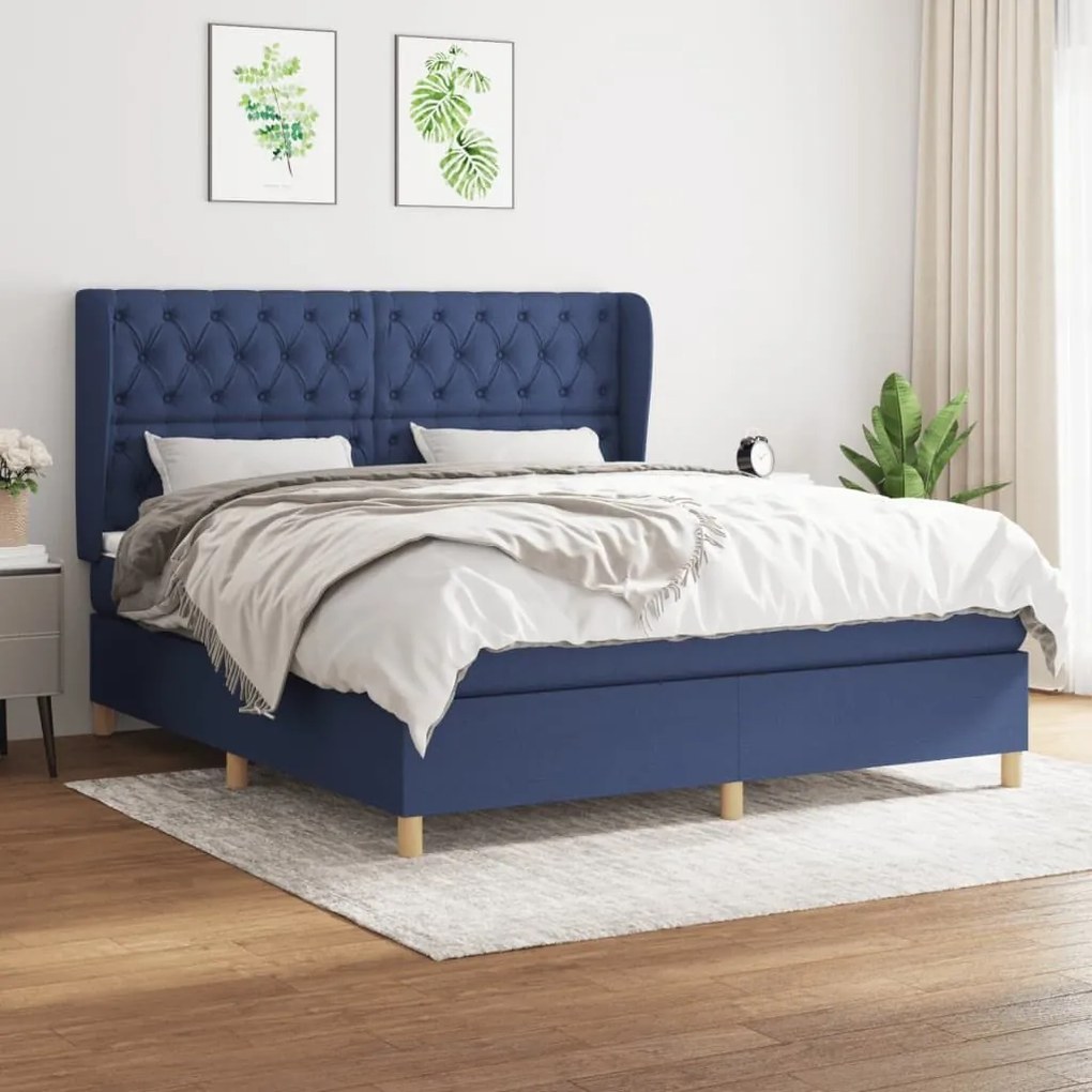 ΚΡΕΒΑΤΙ BOXSPRING ΜΕ ΣΤΡΩΜΑ ΜΠΛΕ 160X200 ΕΚ. ΥΦΑΣΜΑΤΙΝΟ 3128779