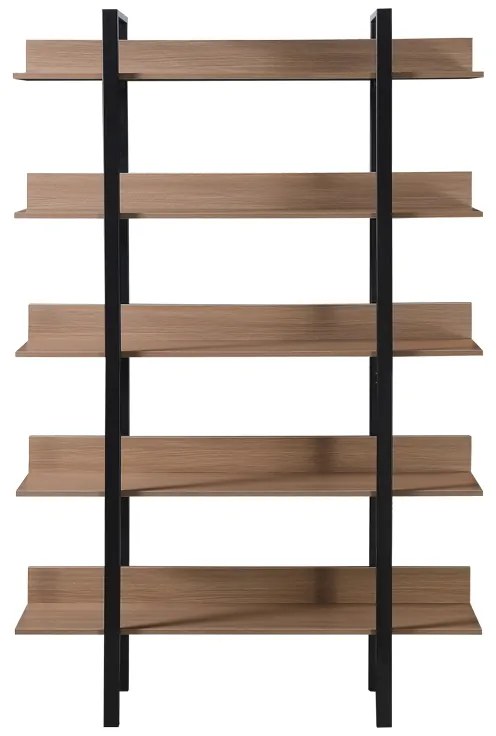 Βιβλιοθήκη Boderta pakoworld σε sonoma-μαύρη απόχρωση 120x30x190εκ