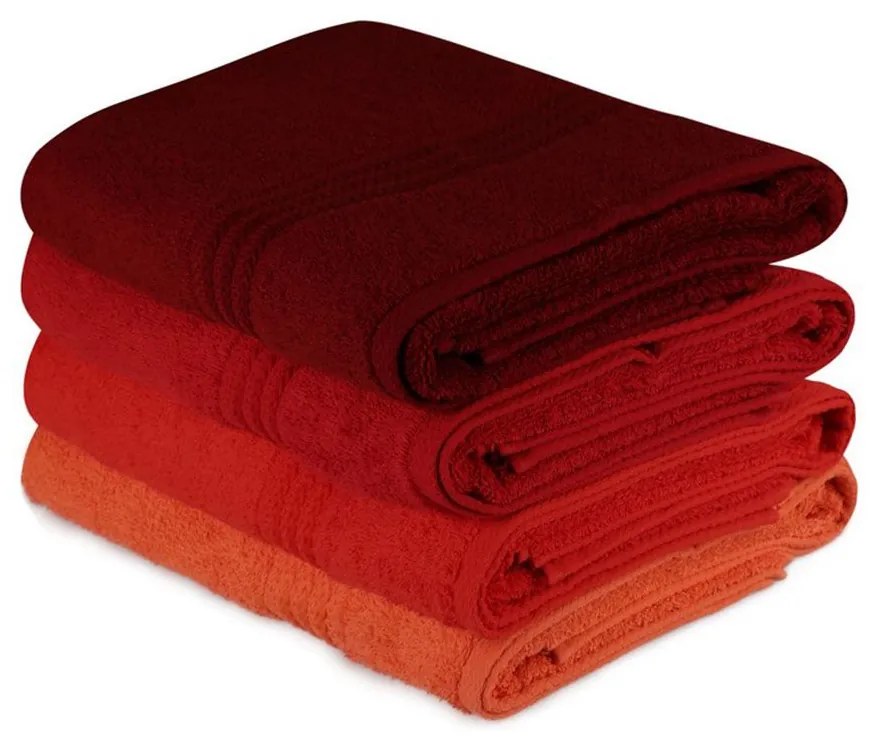 Πετσέτες Rainbow 317HBY1413 (Σετ 4τμχ) Red L'essentiel Maison Σετ Πετσέτες 70x140cm 100% Cotton