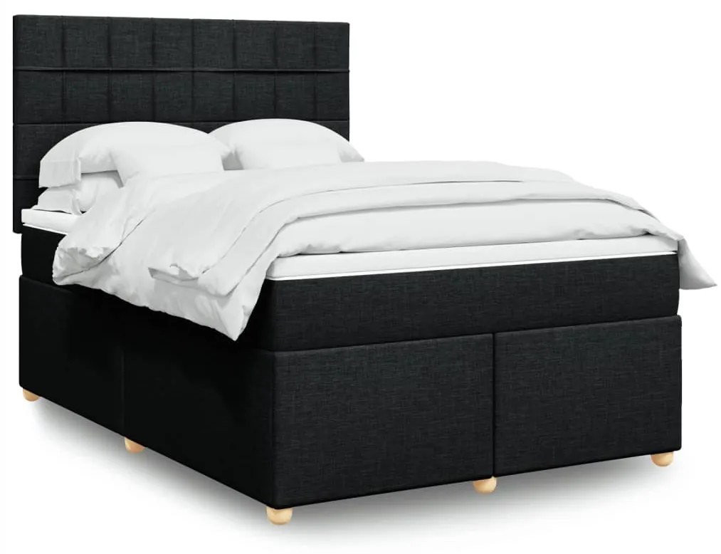 vidaXL Κρεβάτι Boxspring με Στρώμα Μαύρο 160x200 εκ. Υφασμάτινο