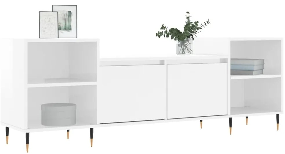 vidaXL Έπιπλο Τηλεόρασης Γυαλ. Λευκό 160x35x55 εκ. Επεξεργασμένο Ξύλο