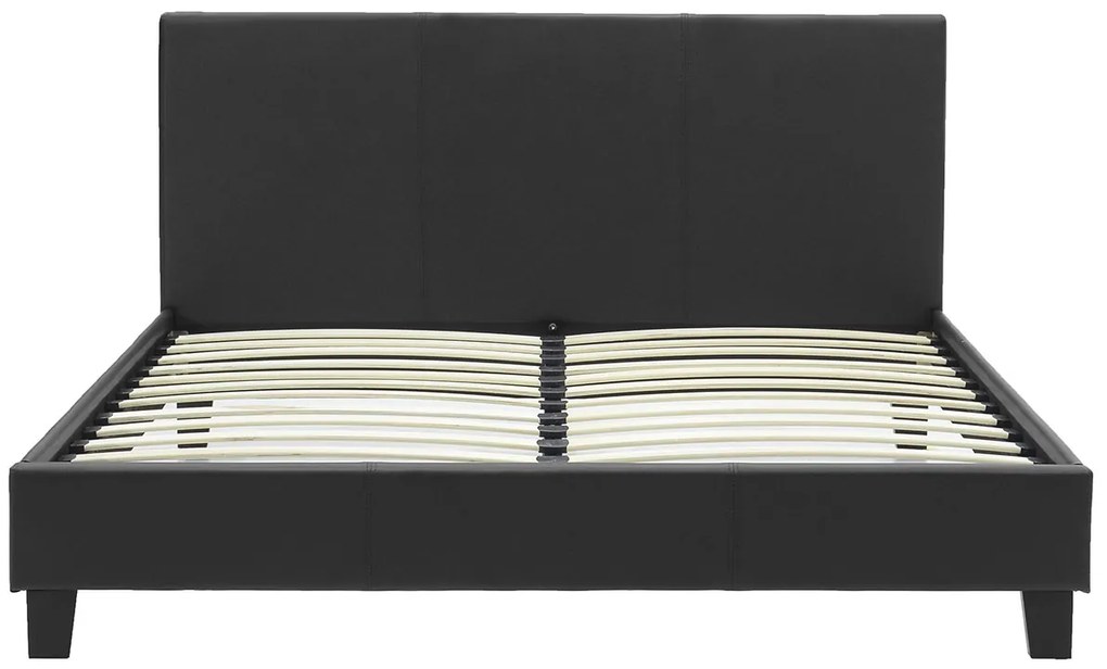 Κρεβάτι Nevil pakoworld 150x200 PU χρώμα μαύρο ματ