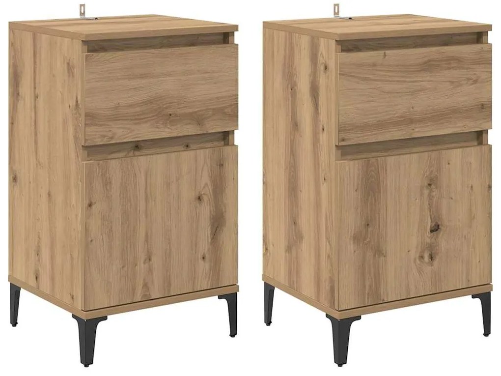 vidaXL Κομοδίνο 2 pcs artisan δρυς 40 x 35 x 70 εκ. Επεξεργασμένο ξύλο