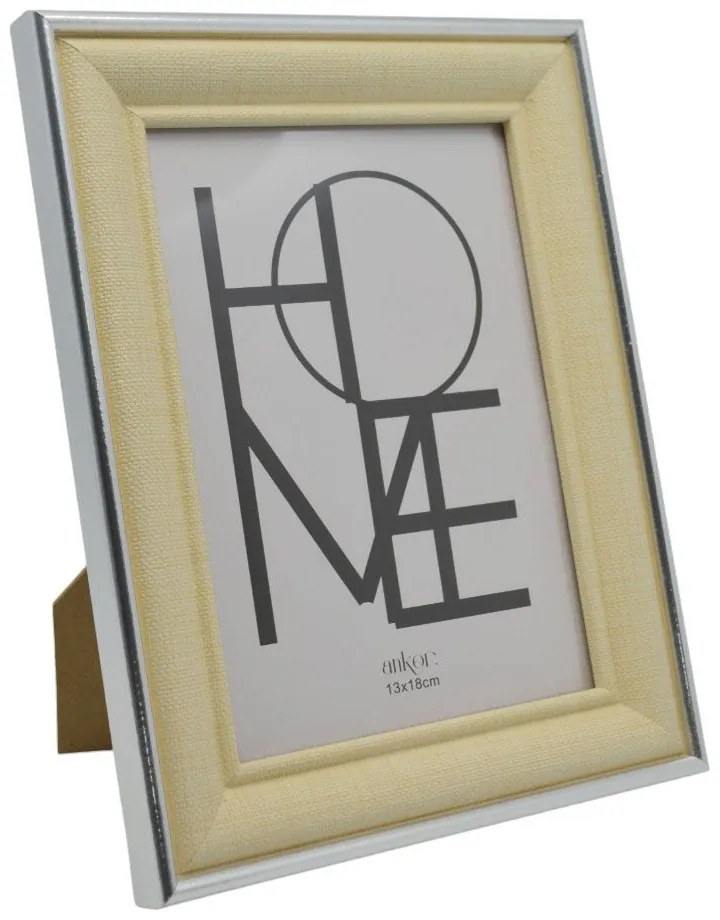 Κορνίζα Ξύλινη 15374-5 13x18cm Beige-Silver Ankor Wood, Fabric