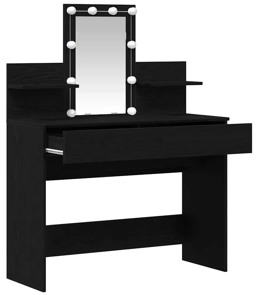 vidaXL Κομοδίνο Μαύρη δρυς 100 x 40 x 130 εκ Επεξεργασμένο ξύλο