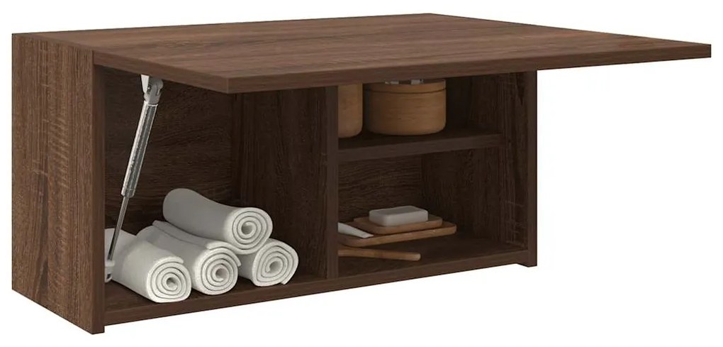 ντουλάπι τοίχου μπάνιου καφέ δρυς κατασκευασμένο ξύλο