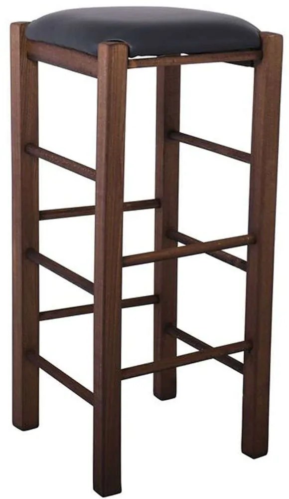 Σκαμπό Bar Ταβέρνας Ρ977,Ε2Τ 35x35x81cm Walnut-Black Ξύλο,Τεχνόδερμα