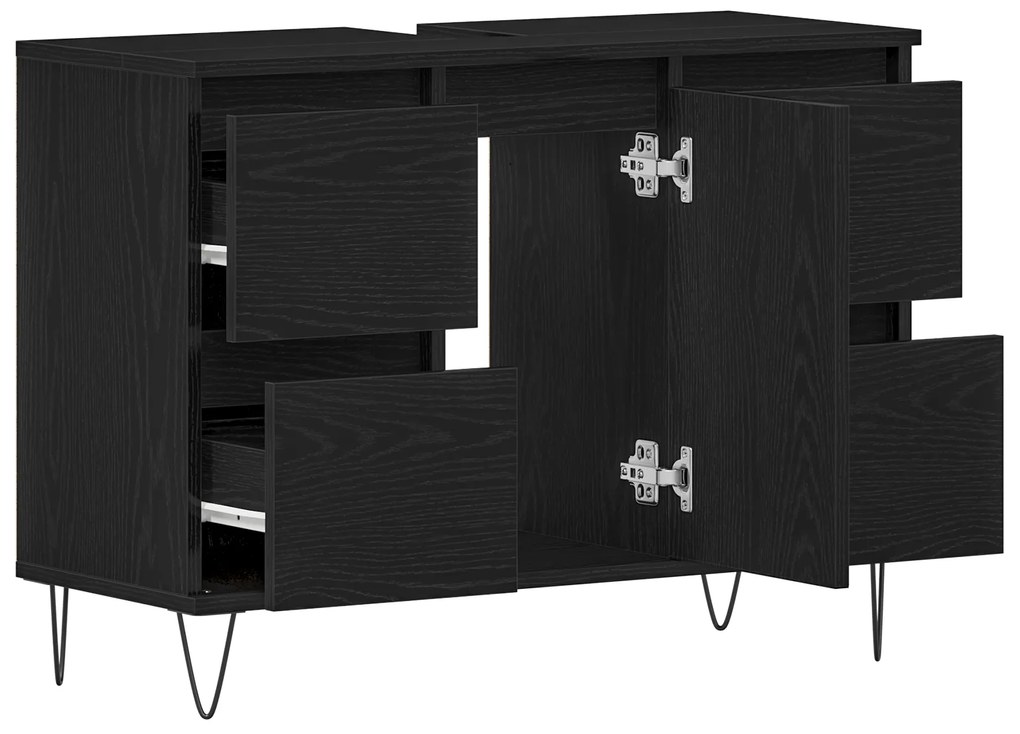vidaXL Ντουλάπι Μπάνιου Μαύρη Δρυς 80x33x60 εκ Επεξεργασμένο Ξύλο