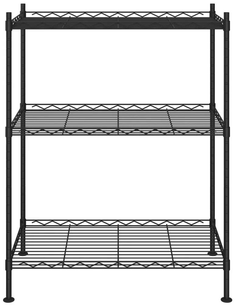 vidaXL Ραφιέρα Αποθήκευσης 3 Επιπέδων Μαύρη 60 x 35 x 76 εκ. 150 κιλά