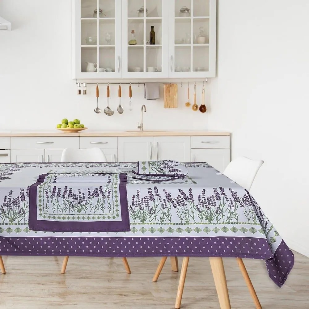 Τραπεζομάντηλο 0722 White-Purple-Green Das Home 140X220 Βαμβάκι-Πολυέστερ