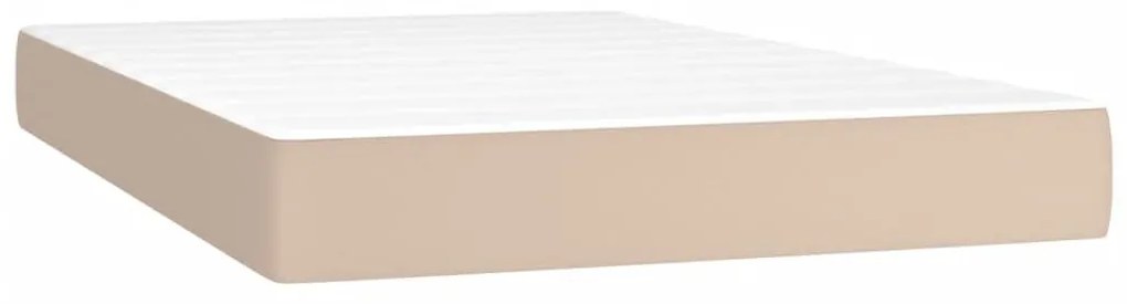 Κρεβάτι Boxspring Στρώμα&amp;LED Καπουτσίνο 120x200 εκ. Συνθ. Δέρμα - Καφέ