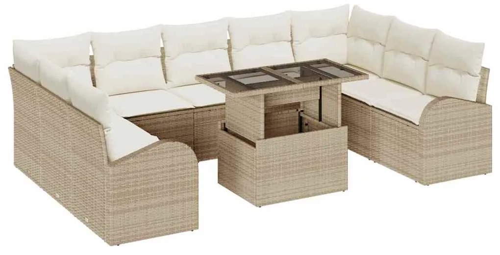 vidaXL Σετ Καναπέ Κήπου 10 pcs μπεζ και κρεμ 100 x 55 x 73 εκ