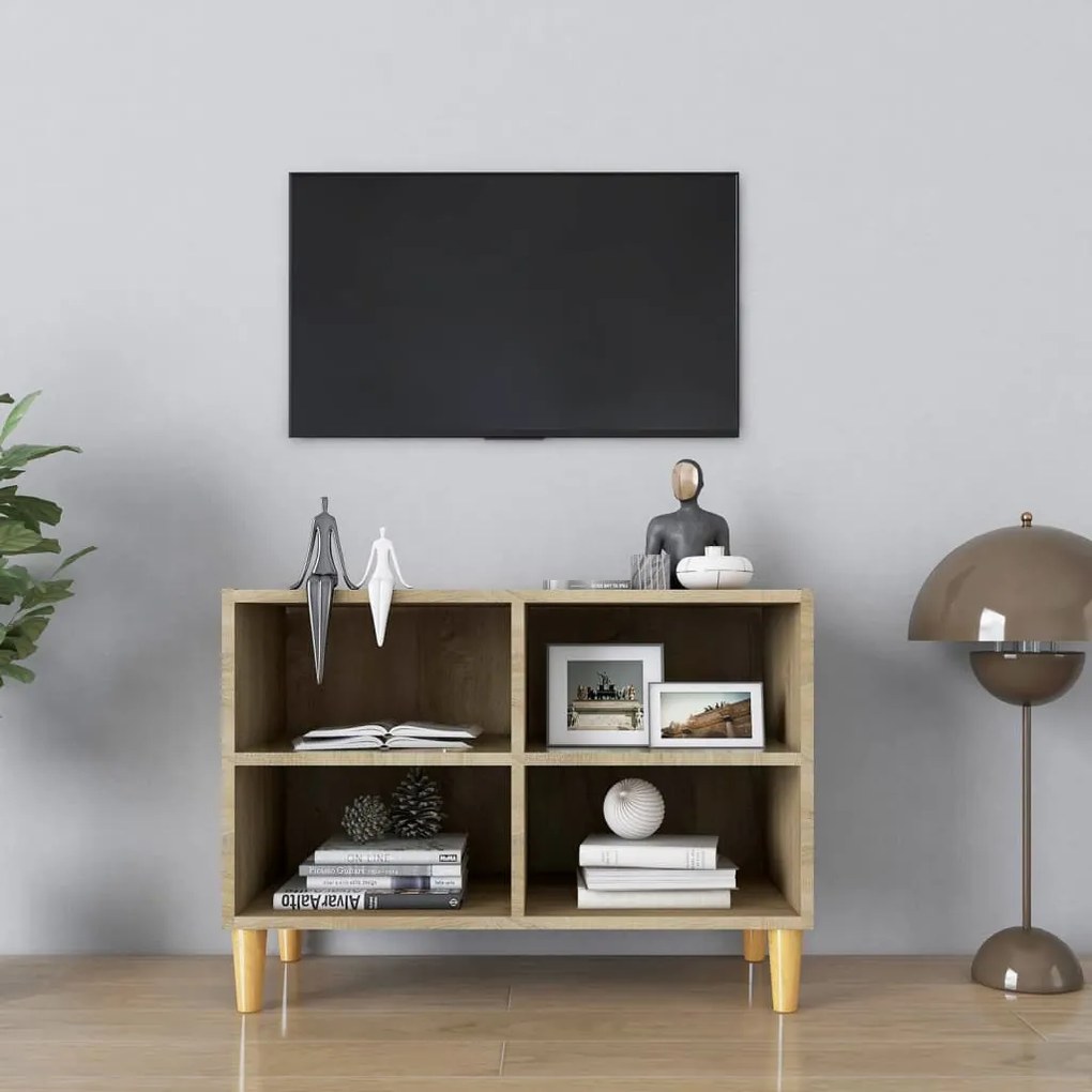 vidaXL Έπιπλο Τηλεόρασης Sonoma Δρυς 69,5x30x50εκ &amp; Μασίφ Ξύλινα Πόδια