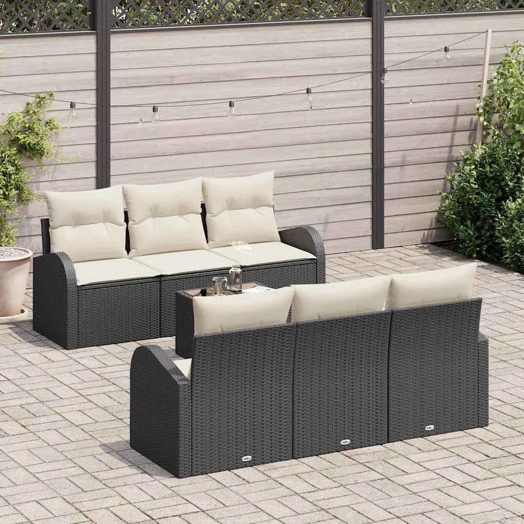 vidaXL Σετ Καναπέ Κήπου 7 pcs Μαύρο 55 x 55 x 37 εκ Πολυ ράταν