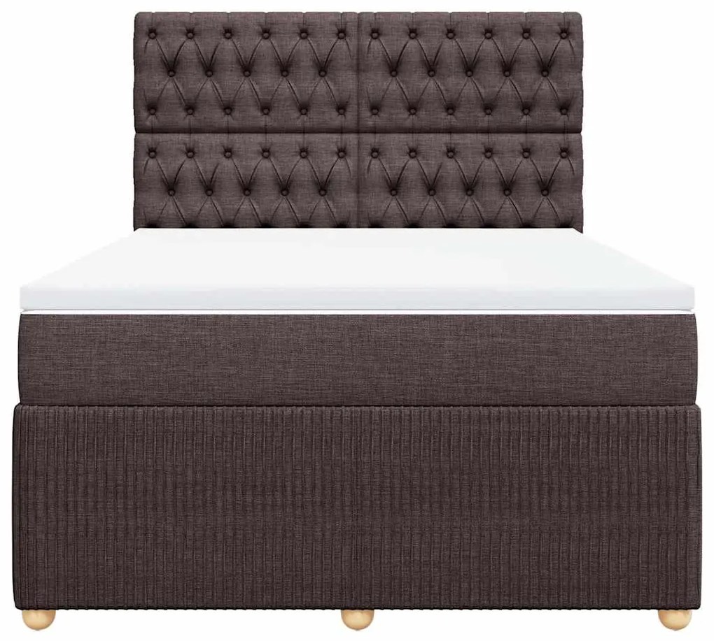 vidaXL Κρεβάτι Boxspring με Στρώμα Σκούρο Καφέ 140x200 εκ Υφασμάτινο