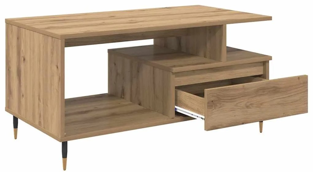 vidaXL Τραπεζάκι σαλονιού με συρτάρι Artisan Oak 90 x 49 x 45 εκ