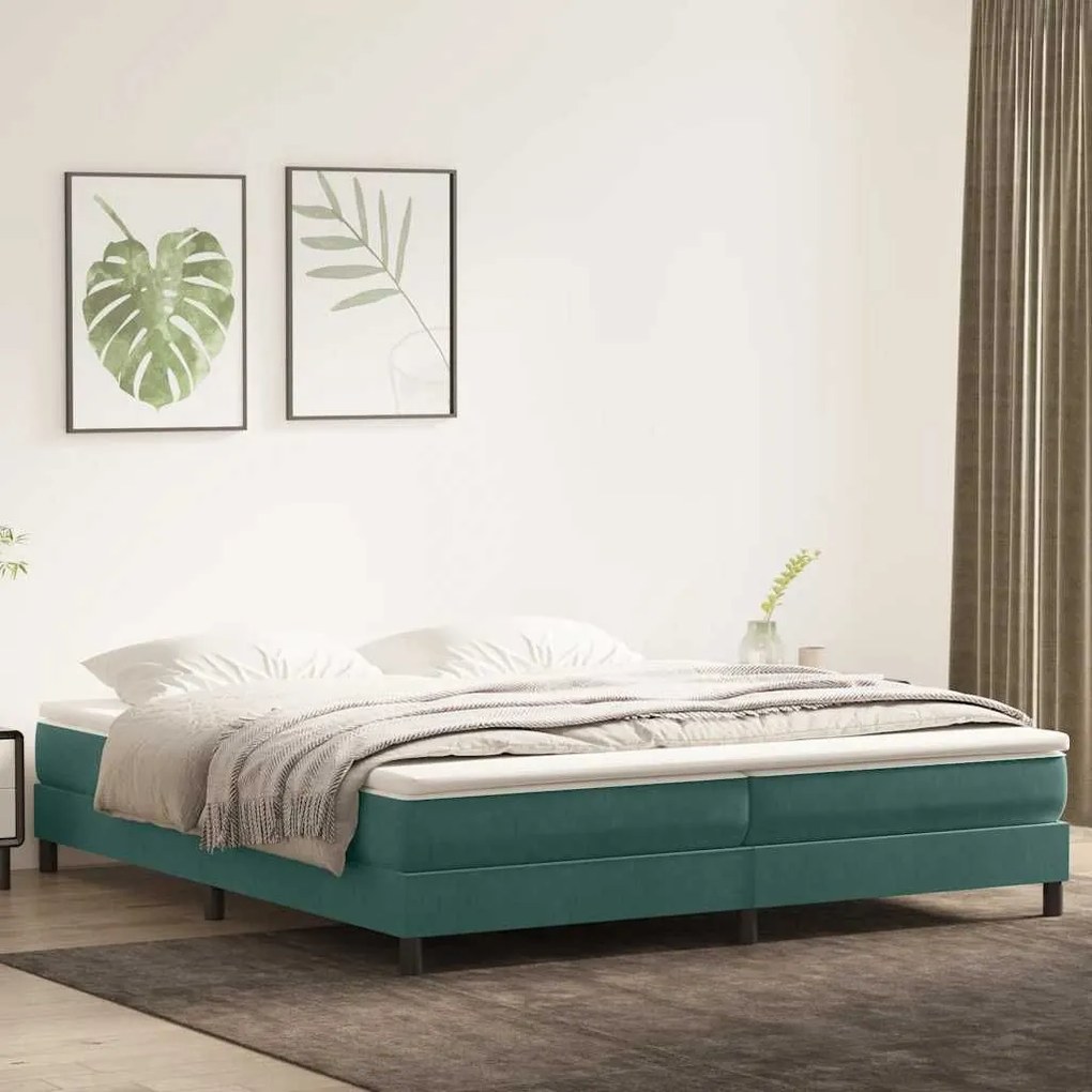 Κρεβάτι Boxspring χωρίς Στρώμα Σκούρο Πράσινο 200x210εκ 3315846