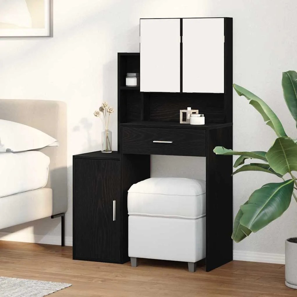 vidaXL Τραπέζι Μακιγιάζ με συρτάρι Μαύρη δρυς 80 x 35 x 132 εκ.