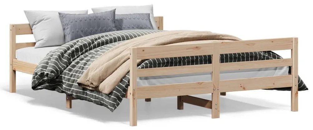 vidaXL Σκελετός Κρεβατιού Χωρίς Στρώμα 140x200 εκ Μασίφ Ξύλο Πεύκου