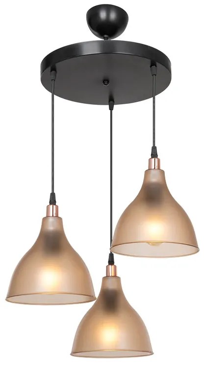 Φωτιστικό οροφής τρίφωτο Orazio pakoworld Ε27 μελί-μαύρο Φ40x80εκ